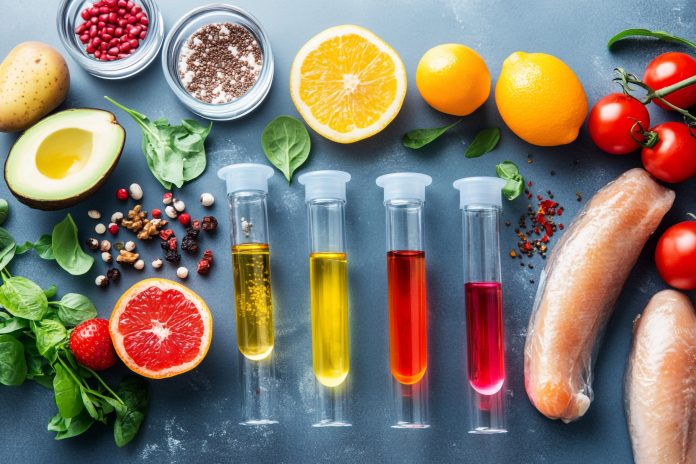 fresh-food-ingredients-colorful-liquid-samples-test-tubes-healthy-eating-research