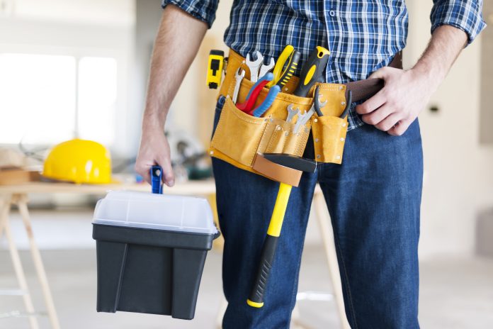 Part of male construction worker