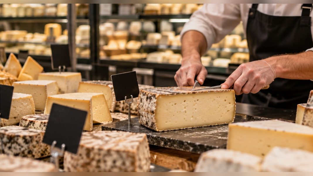 rappel-tome-bauges-leclerc-ecoli-stec-octobre-2026 Fromages à pâte pressée au comptoir d’un rayon coupe, sans représentation du produit rappelé
