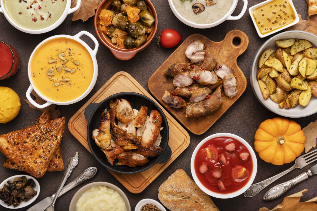 top-view-table-full-food